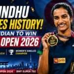 PV Sindhu celebrates after defeating Akane Yamaguchi to become the first Indian to win the Japan Open women's singles title at the BWF Super 750 Japan Open 2026.