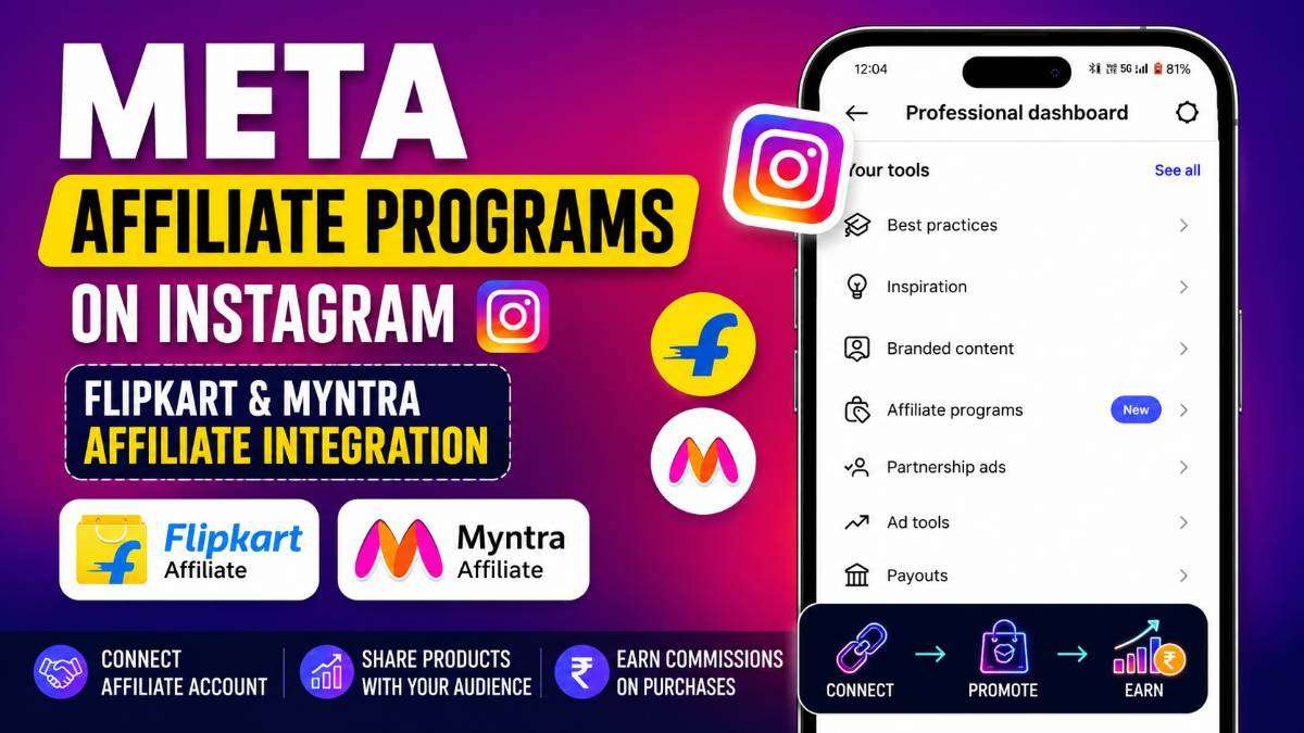 Meta Affiliate Programs on Instagram Professional Dashboard with Flipkart and Myntra Integration