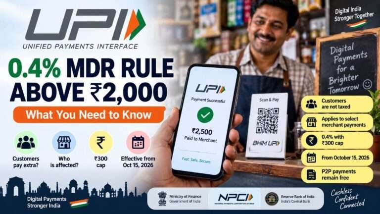 UPI 0.4% MDR rule for merchant payments above ₹2,000 from October 15, 2026